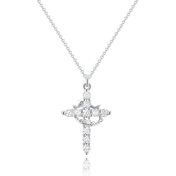 Jewelry - Perfect Gift Women Silver Crown Cross Necklace Gold Silver Plated Faith Jewelry